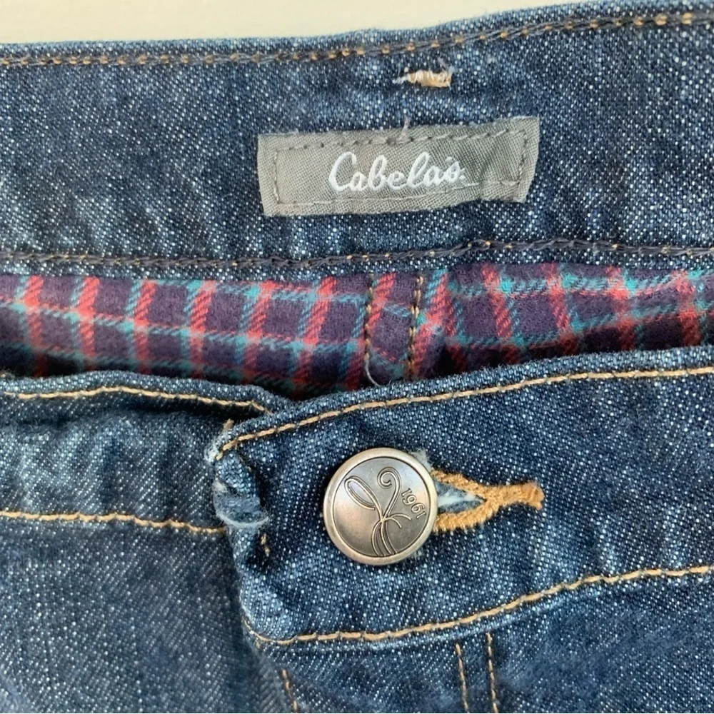 Cabela’s Dark Washed Plaid Lined High Rise Jeans Size‎ 18R